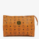MCM Visetos Cognac Coated Canvas Pouch