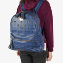 MCM Visetos Stark M Medium Studded Blue Backpack