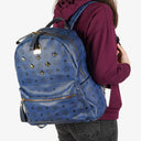 MCM Visetos Stark M Medium Studded Blue Backpack