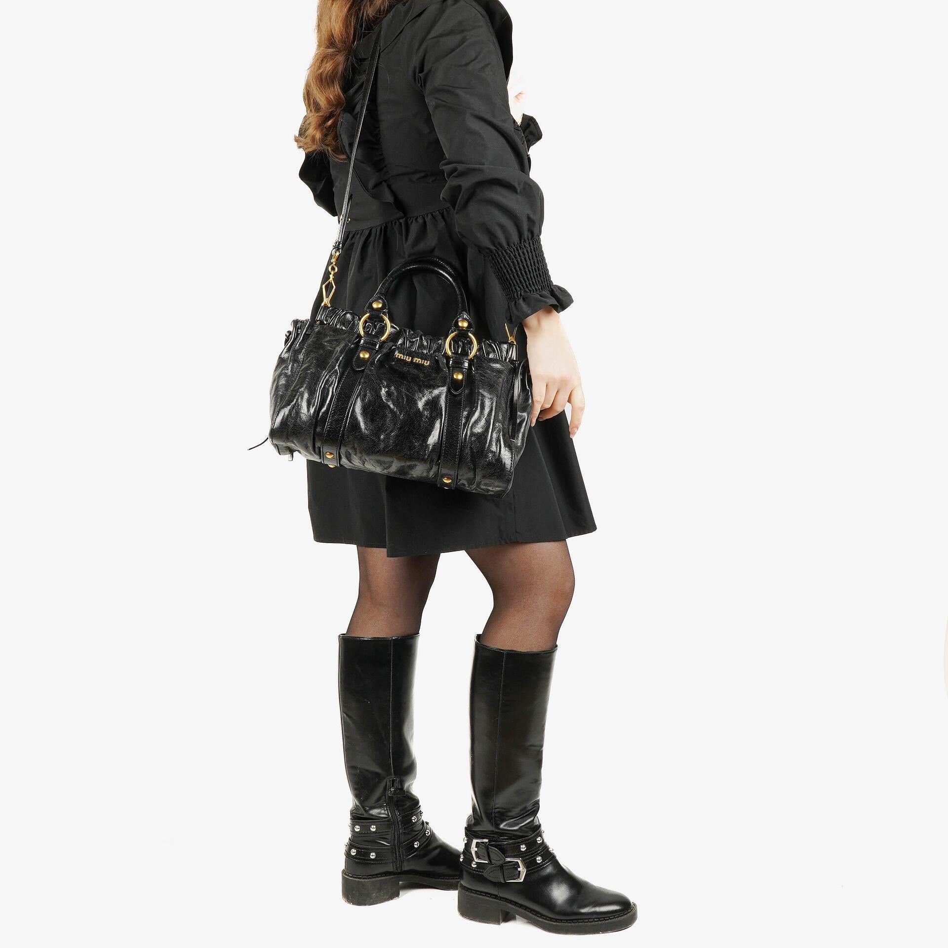 Miu Miu Black Vitello Satchel Bag