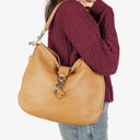 Miu Miu Brown Grained Leather Hobo Shoulder Bag