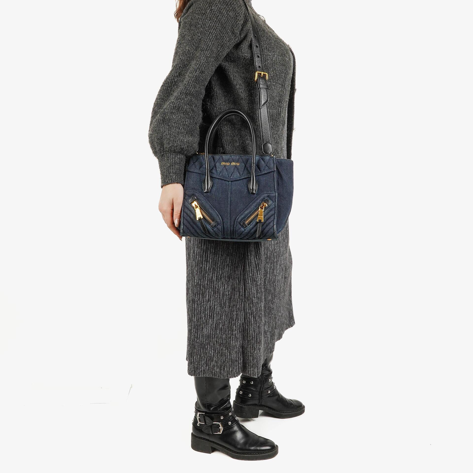 Miu Miu Denim Biker Avio Handbag