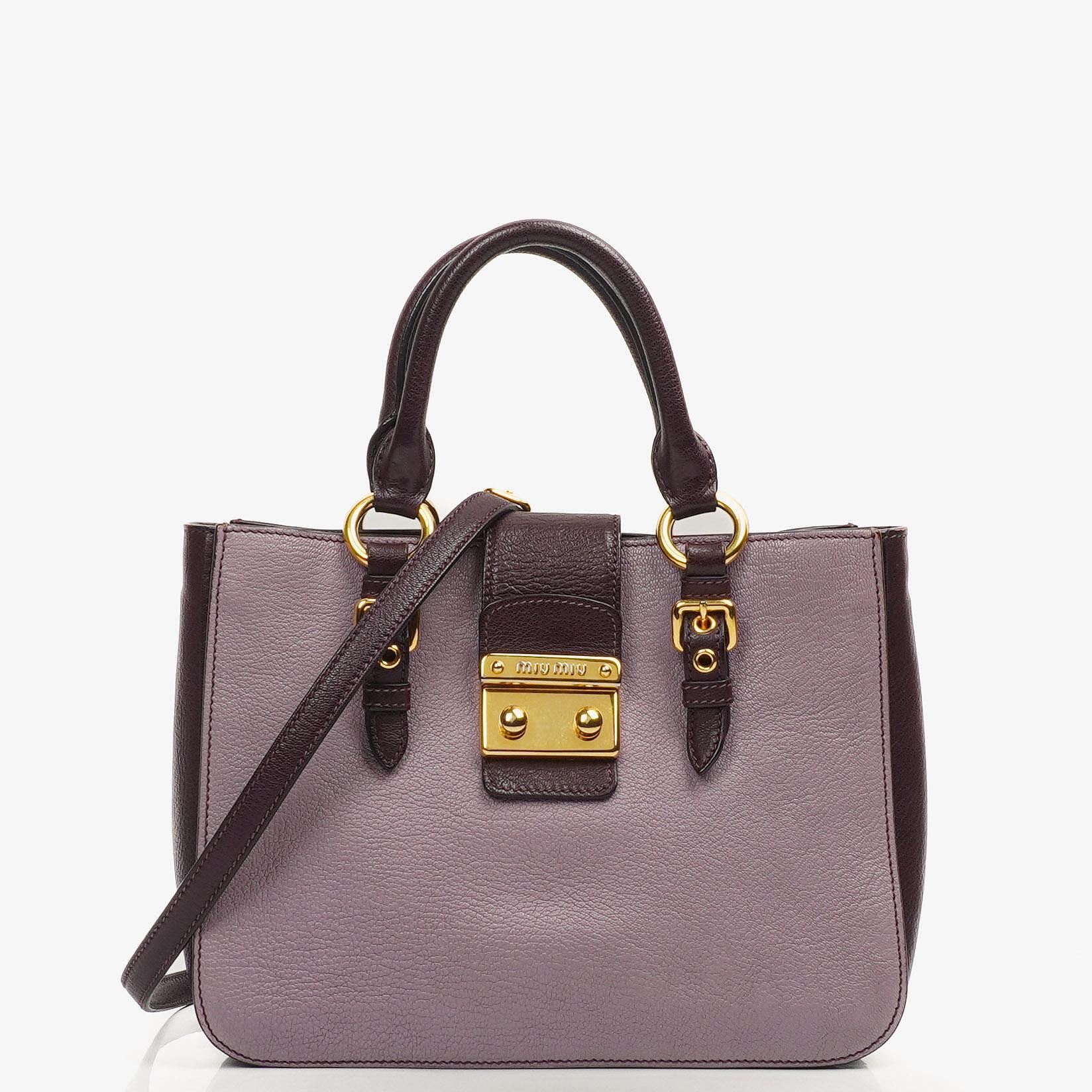 Miu Miu Madras Goatskin Glycine Viola Bicolore Bag