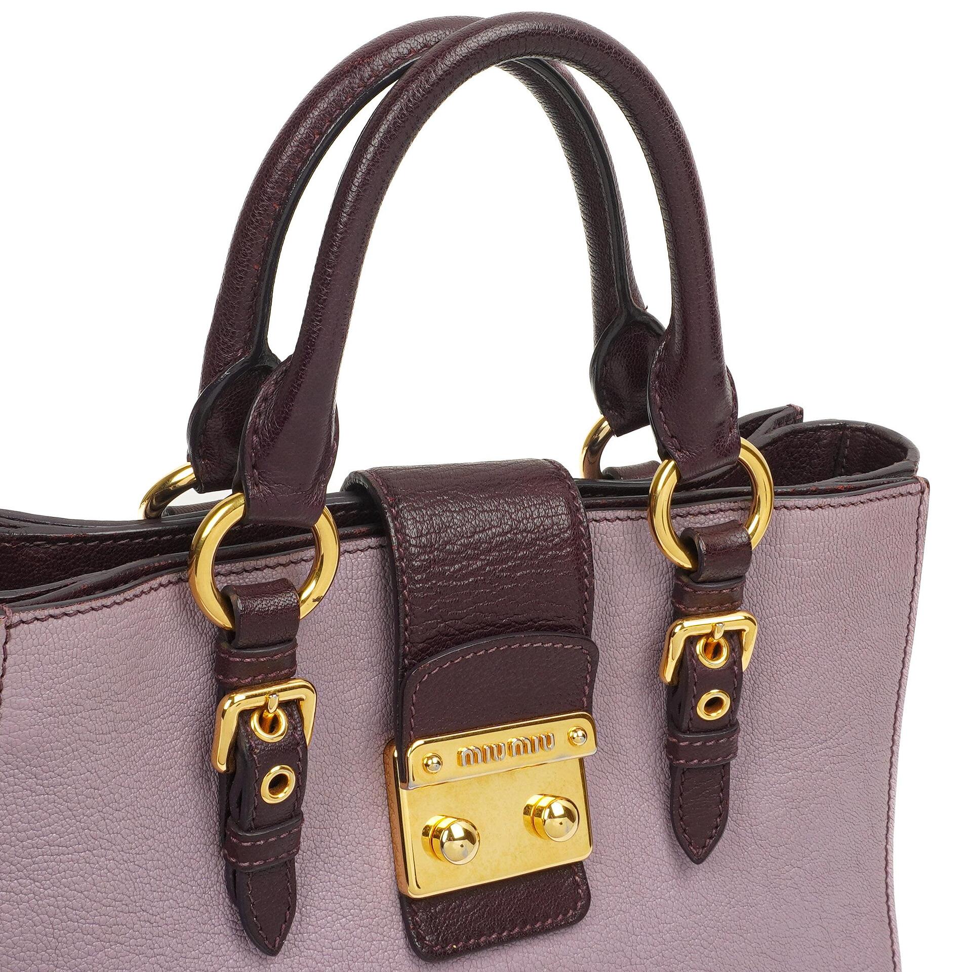 Miu Miu Madras Goatskin Glycine Viola Bicolore Bag