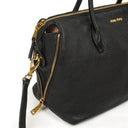 Miu Miu Madras Goatskin Zip Black Nero Convertible Tote Bag