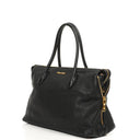 Miu Miu Madras Goatskin Zip Black Nero Convertible Tote Bag