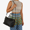 Miu Miu Madras Goatskin Zip Black Nero Convertible Tote Bag