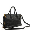 Miu Miu Madras Goatskin Zip Black Nero Convertible Tote Bag