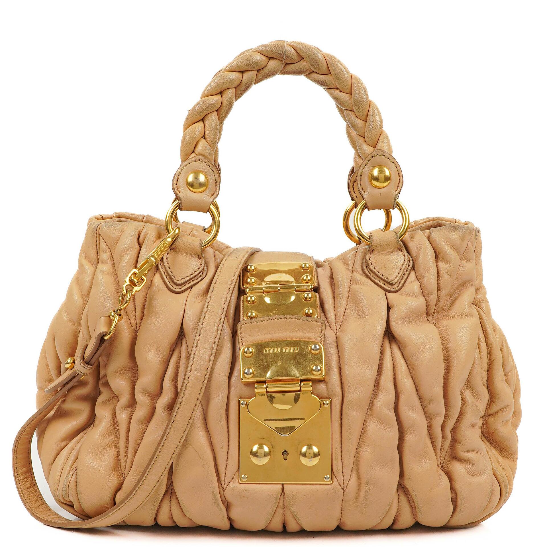 Miu Miu Matelasse Beige Leather Tote Bag