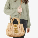 Miu Miu Matelasse Beige Leather Tote Bag