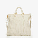 Miu Miu Matelasse Bianco Leather Shopping Tote Bag
