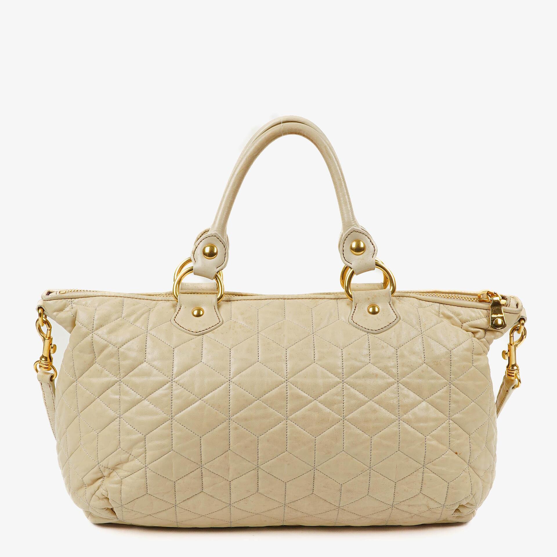 Miu Miu Matelasse Creamy White Quilted Nappa Leather Tote Bag