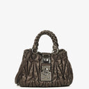 Miu Miu Matelasse Grafite Mordore Metallic Nappa Leather Tote Bag