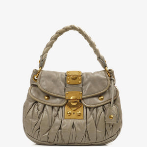 Sac Hobo Miu Miu Matelassé Lux Napa Gris Coffer en Cuir
