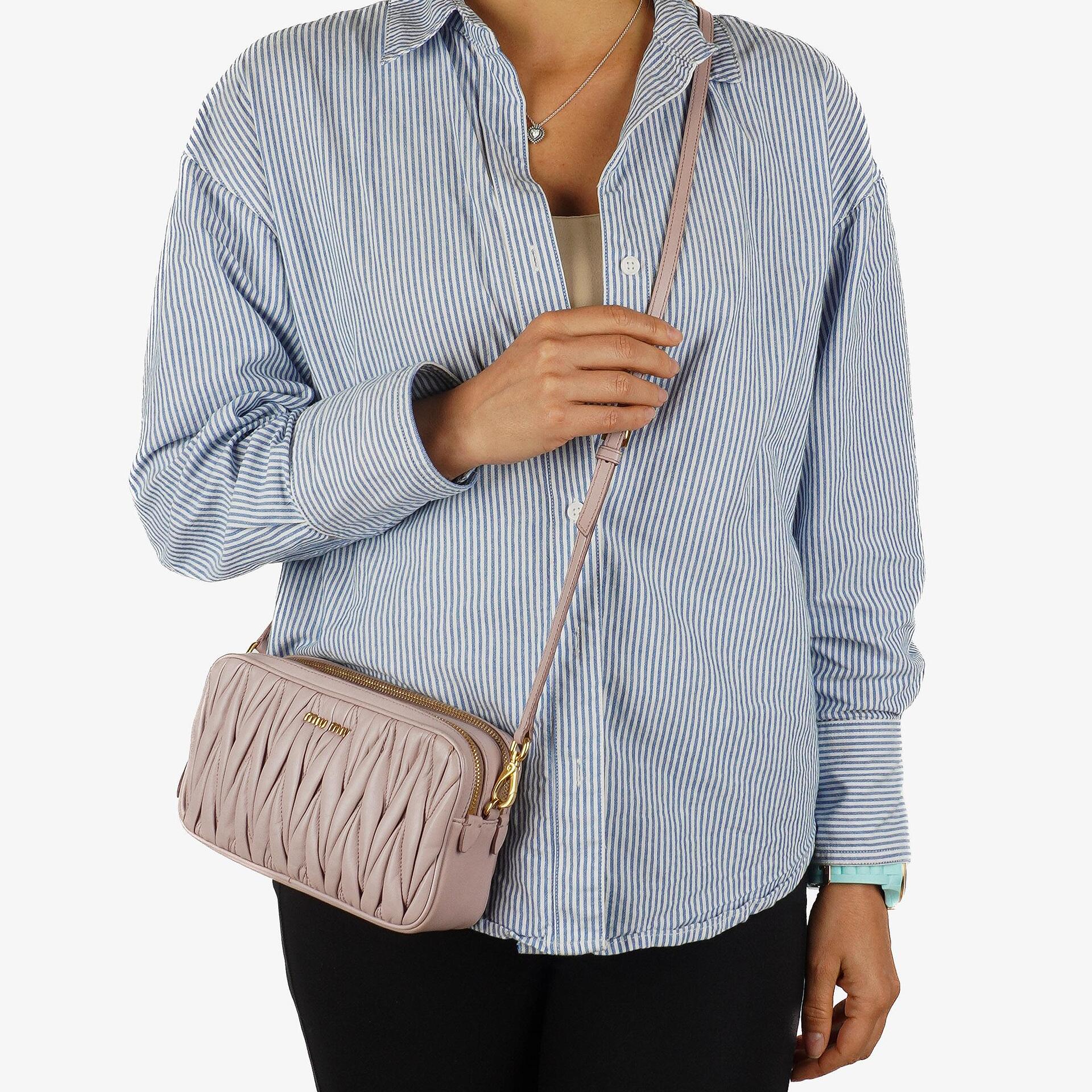 Miu Miu Matelasse Nappa Leather Mughetto Crossbody Clutch Bag