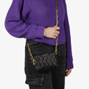 Miu Miu Napa Matelasse Double Zip Nero Black Crossbody Clutch Bag
