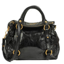 Miu Miu Small Vitello Shine Black Bow Satchel Bag