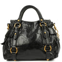 Miu Miu Small Vitello Shine Black Bow Satchel Bag