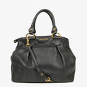 Miu Miu Vitello Black Caribu Leather Tote Bag