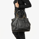 Miu Miu Vitello Black Caribu Leather Tote Bag