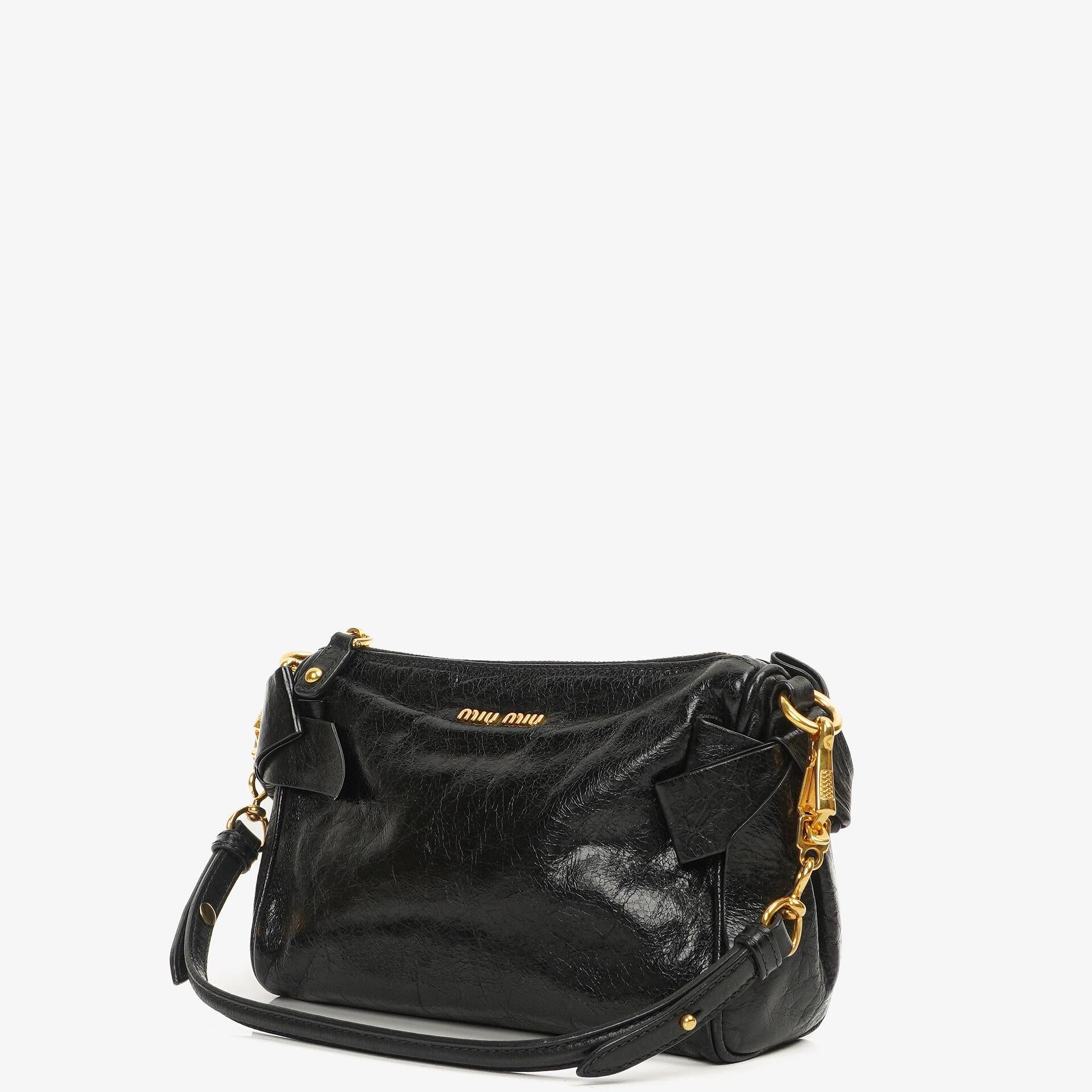 Miu Miu Vitello Lux Black Bow Bag – PLAMEXS