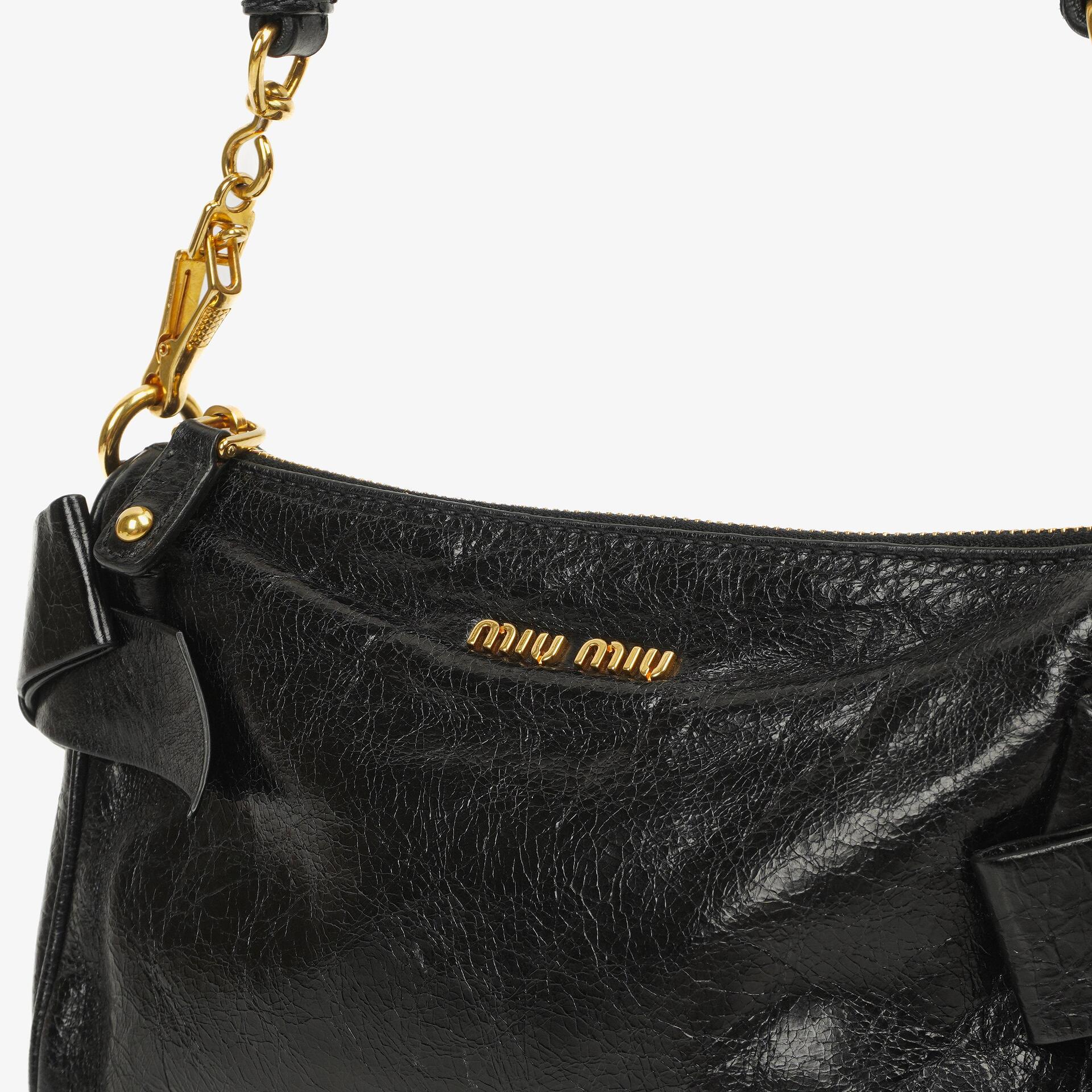 Miu Miu Vitello Lux Black Bow Bag – PLAMEXS