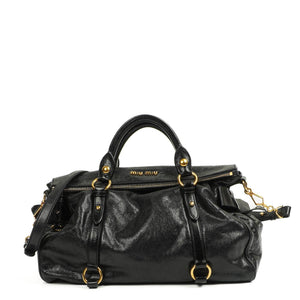 Miu Miu Vitello Lux Black Bow Satchel Bag