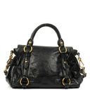 Miu Miu Vitello Lux Black Mini Bow Satchel Bag