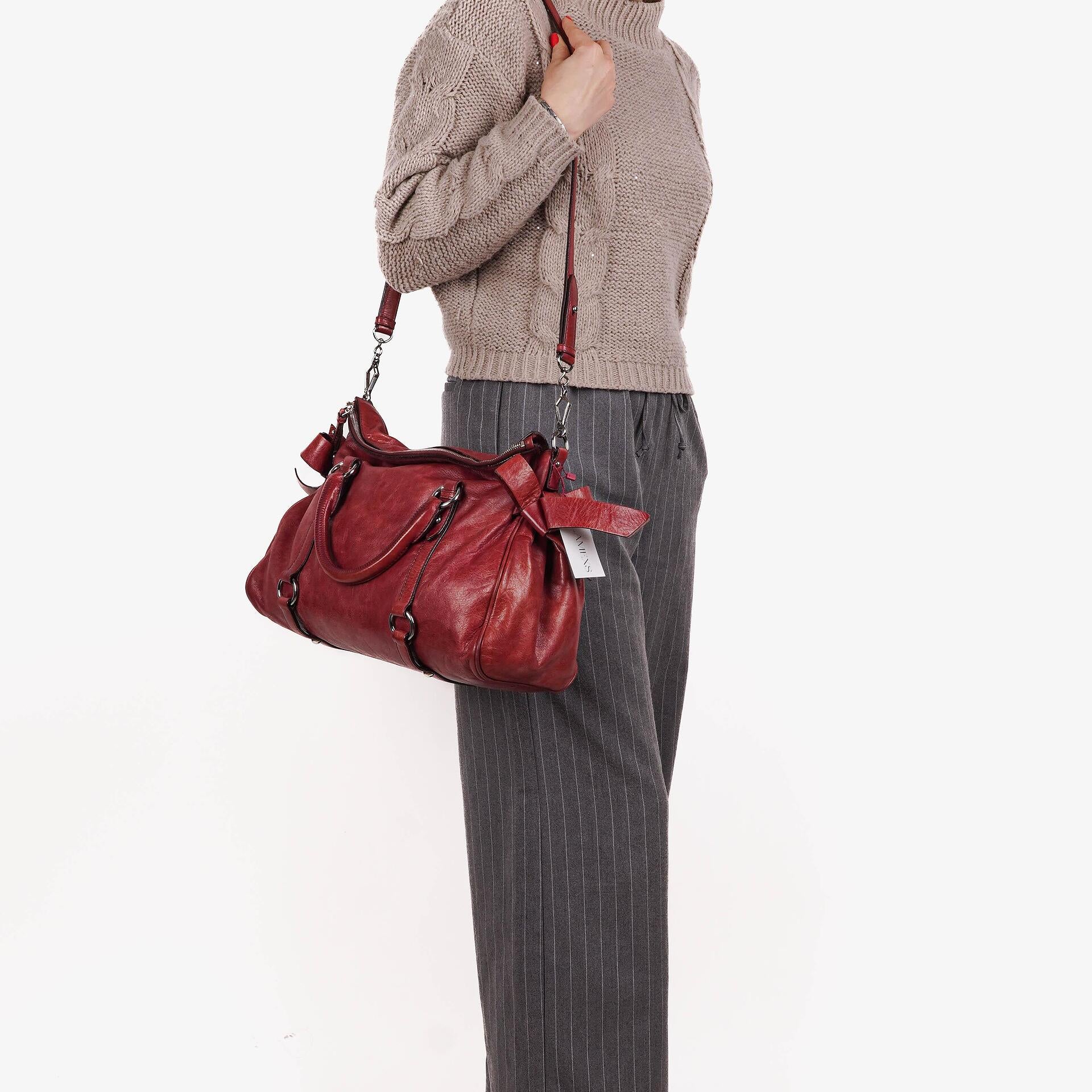 Miu Miu Vitello Lux Bow Satchel Bag