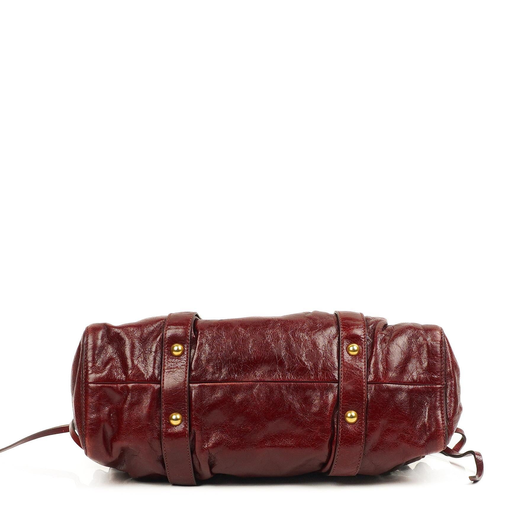 Pre-Owned Miu Miu Vitello Lux Burgundy Satchel Bag – PLAMEXS