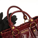 Miu Miu Vitello Lux Burgundy Satchel Bag