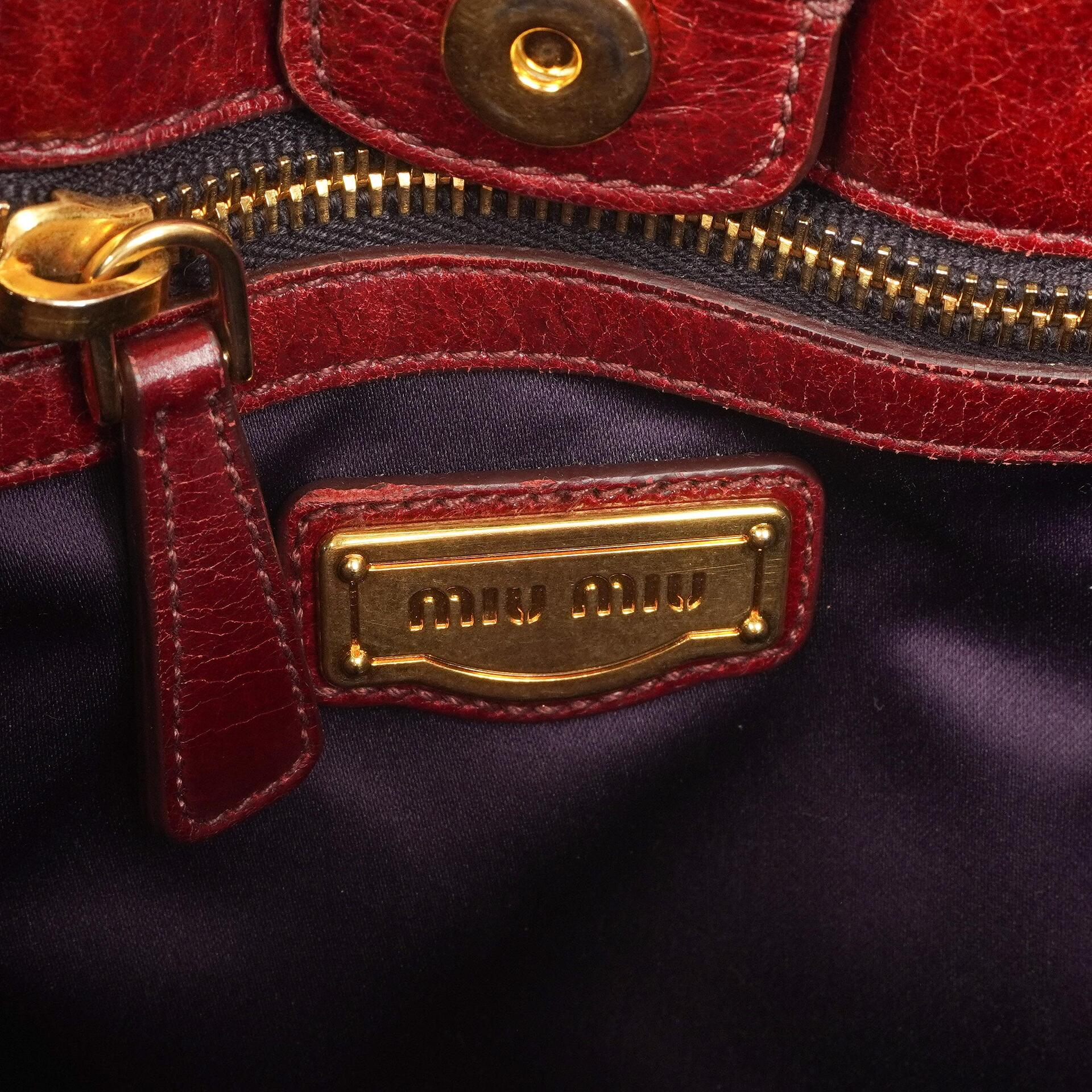 Pre-Owned Miu Miu Vitello Lux Burgundy Satchel Bag – PLAMEXS