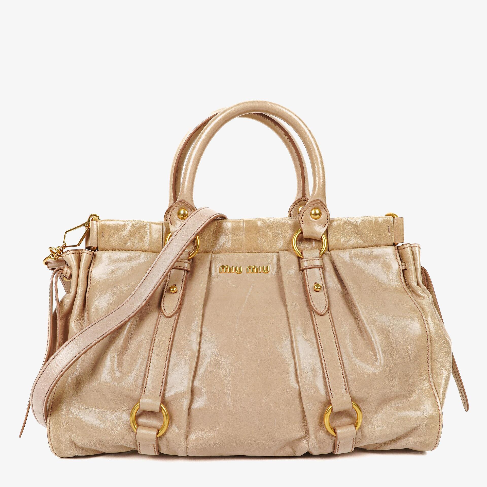 Miu Miu Vitello Lux Cipria Satchel Bag