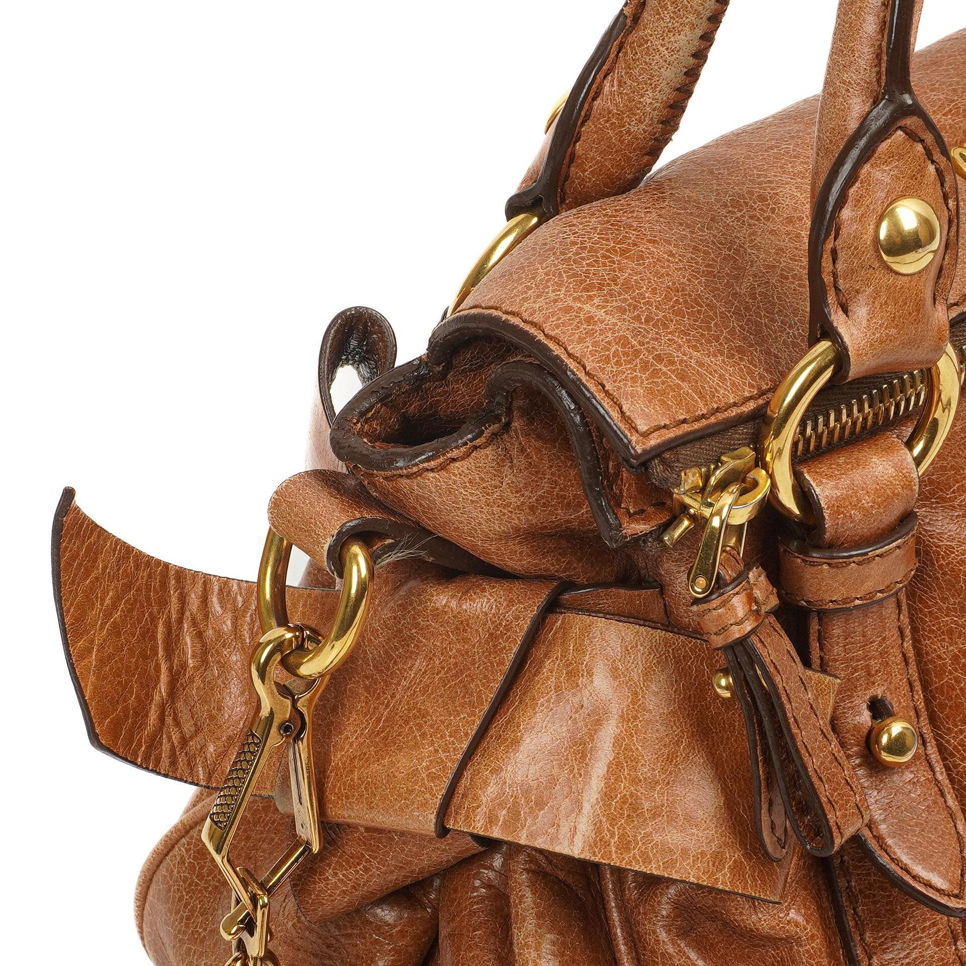 Miu Miu Vitello Lux Cognac Mini Bow Satchel Bag – plamexs Miu Miu Vitello Lux Cognac Mini Bow Satchel Bag – plamexs