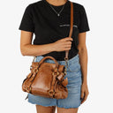 Miu Miu Vitello Lux Cognac Mini Bow Satchel Bag