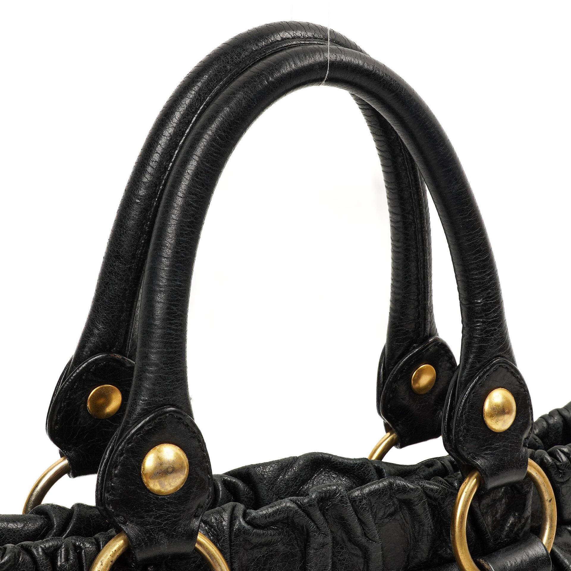 Miu Miu Vitello Lux Nero Black Satchel Bag – plamexs