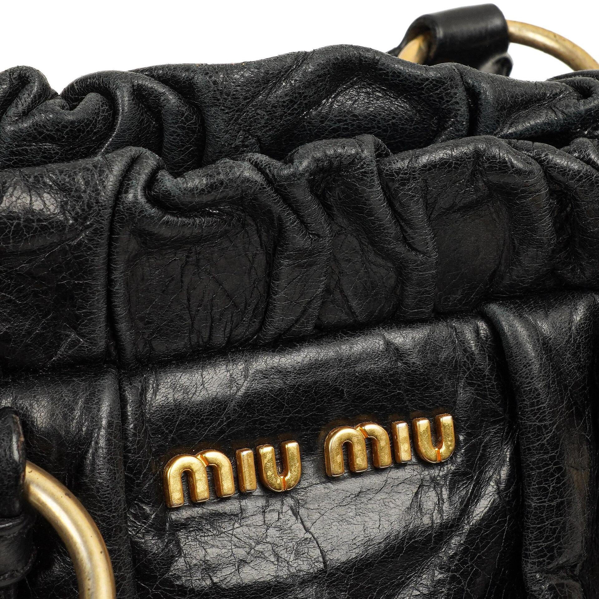 Miu Miu Vitello Lux Nero Black Satchel Bag – plamexs