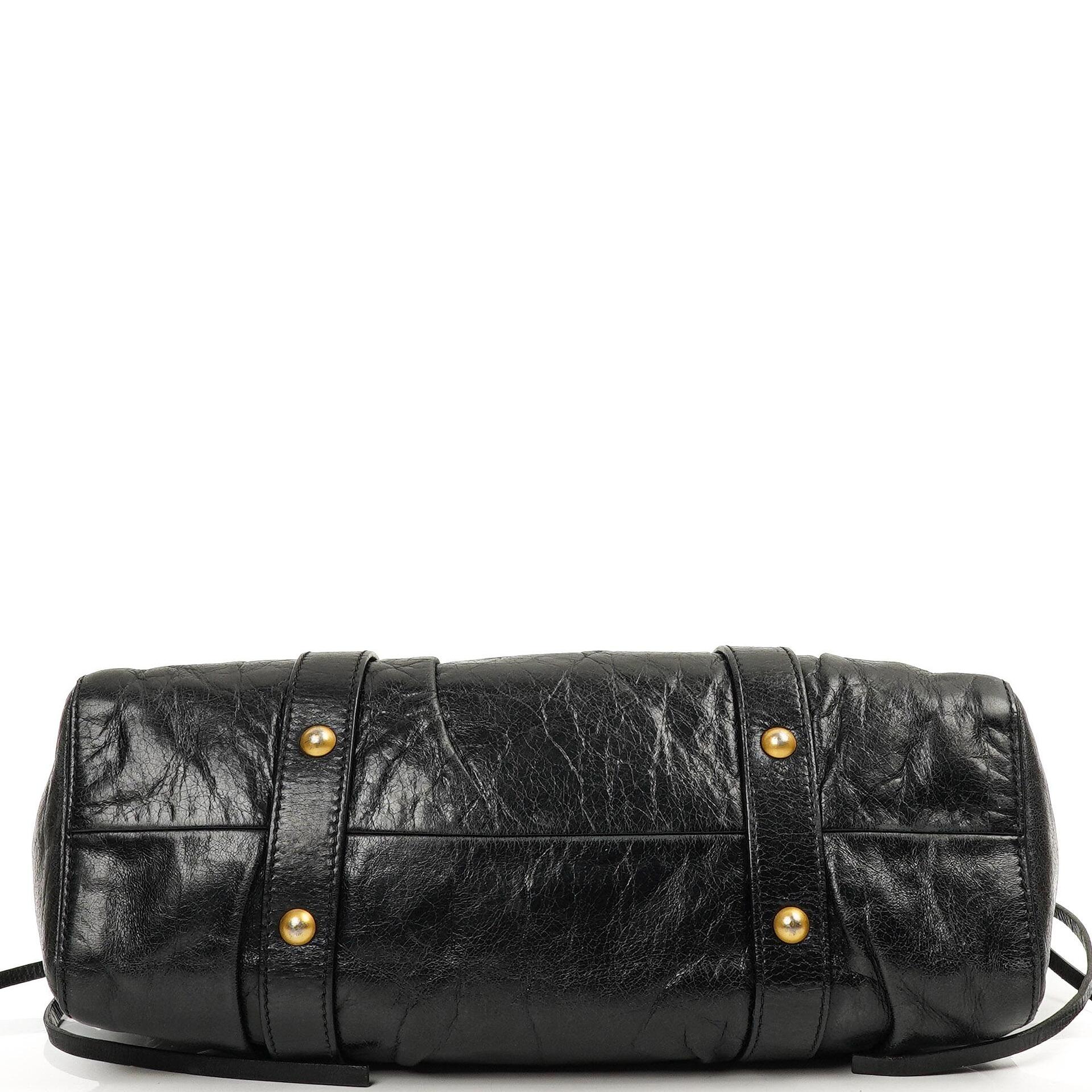 バッグ miu miu vitello lux hand bag black Miu Miu Vitello Lux Nero Black Satchel Bag – plamexs