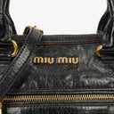 Miu Miu Vitello Lux Small Black Leather Satchel Bag
