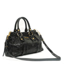 Miu Miu Vitello Shine Black Satchel Bag