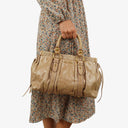 Miu Miu Vitello Shine Sabbia Satchel Bag