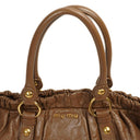Miu Miu Vitello Shopping Tote Shine Lux Brown Satchel Bag