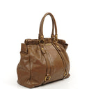 Miu Miu Vitello Shopping Tote Shine Lux Brown Satchel Bag