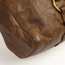 Miu Miu Vitello Shopping Tote Shine Lux Brown Satchel Bag