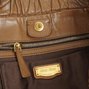 Miu Miu Vitello Shopping Tote Shine Lux Brown Satchel Bag