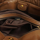 Miu Miu Vitello Shopping Tote Shine Lux Brown Satchel Bag
