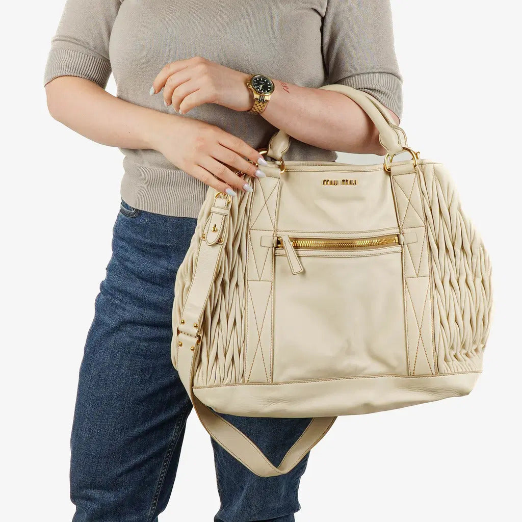 Miu Miu Nappa Lux Cera Large Leather Shopping Bag