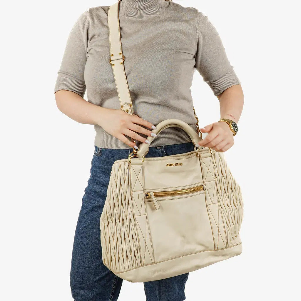 Miu Miu Nappa Lux Cera Large Leather Shopping Bag