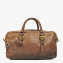 Prada Ardesia/Fumo Ombre Glace Leather Zippers Satchel Bag