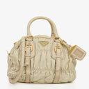 Prada Beige Gaufre  Nylon Zip Satchel Bag